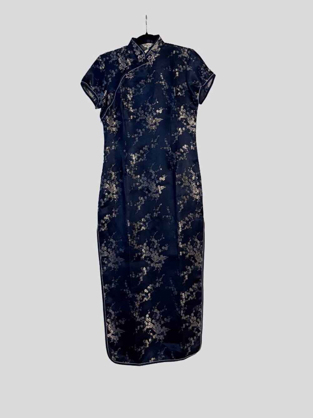 Kaiyu Korean Navy Blue and Silver Embroidered Cheongsam Large (US 4-6) Hair Pins